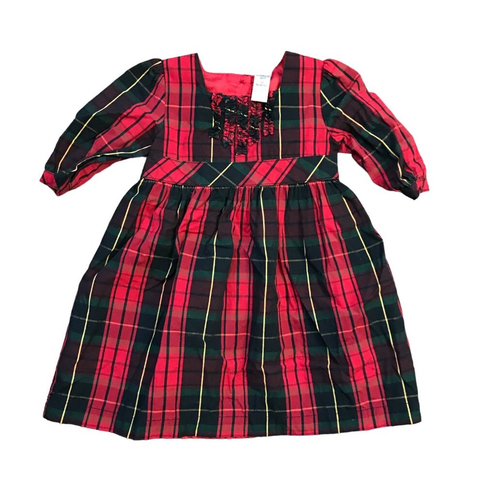 OshKosh B'gosh Plaid Holiday Dress Baby Girls 24 Months Fully Lined Christmas